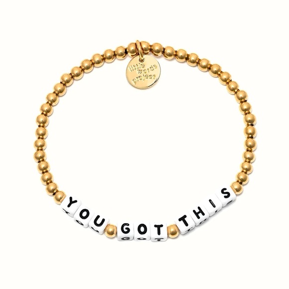 NWT Little Words Project 14k Gold Waterproof ‘You Got This’ Beaded Bracelet S/M - Picture 16 of 16